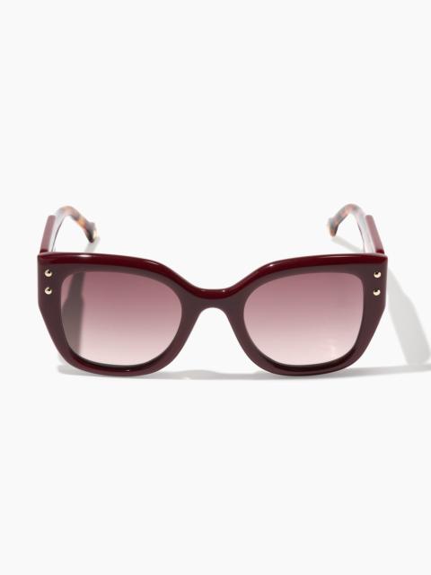 CAROLINA HERRERA Square Frame Sunglasses with Tortoiseshell Temples