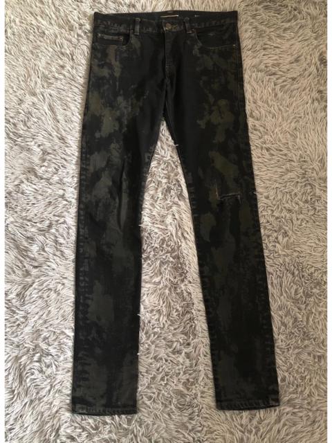 SAINT LAURENT Saint laurent slp 13fw oil stained ink one knee knife cut jeans