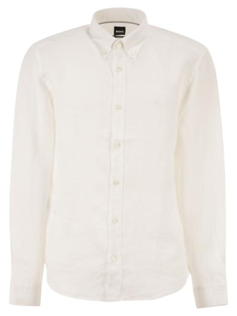 BOSS Boss Men Pure Linen Regular Fit Shirt With Button-Down Collar
