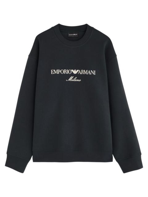 Emporio Armani Logo-embroidered Cotton-blend Sweatshirt