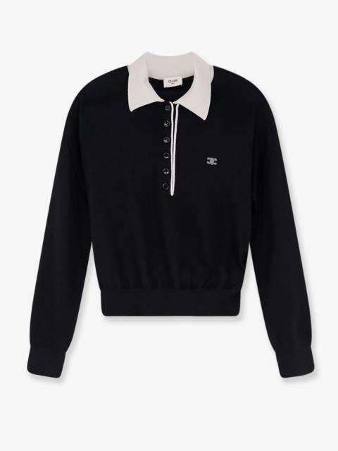 CELINE Celine Cashmere And Silk Polo With Front Logo Embroidery