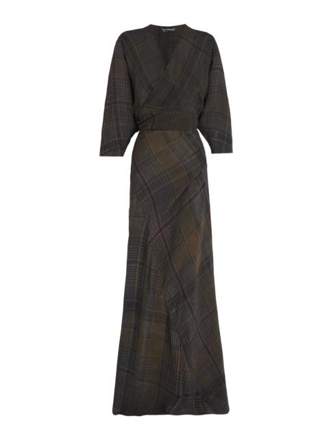 cortana Agate Plaid Wrap Dress plaid