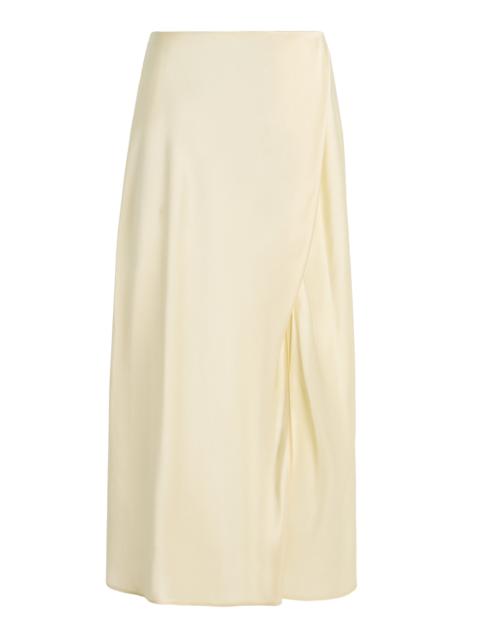 KHAITE Demi Silk Midi Wrap Skirt yellow