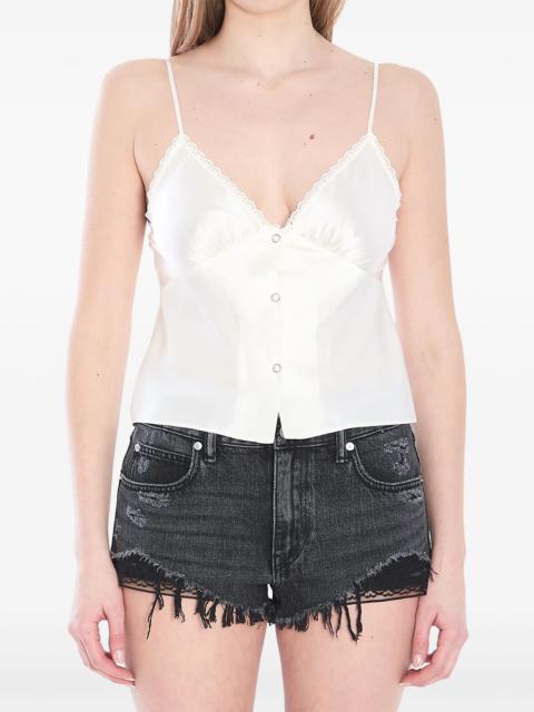 ALEXANDER WANG - Women Snap Front Cami Lace Trim Top