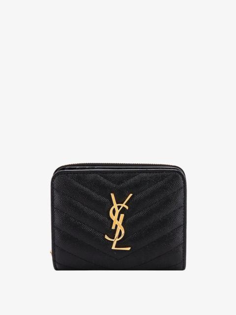 SAINT LAURENT Saint Laurent Women Quilted Leather Wallet With Metal Cassandre Logo