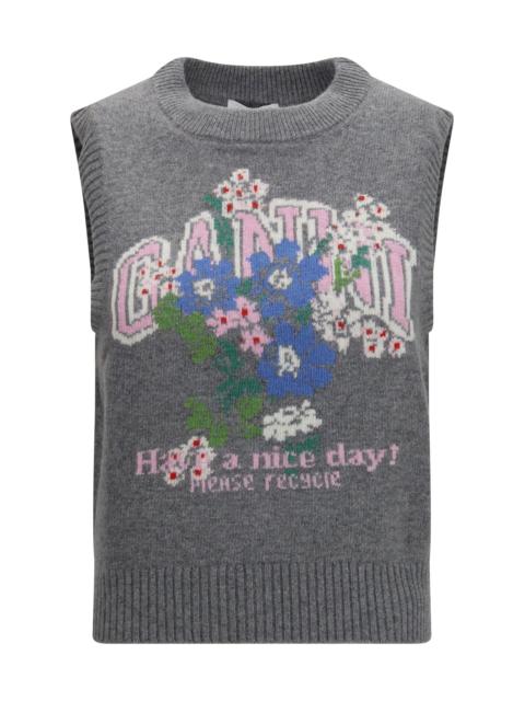 GANNI Ganni Wool Floral Vest Paloma