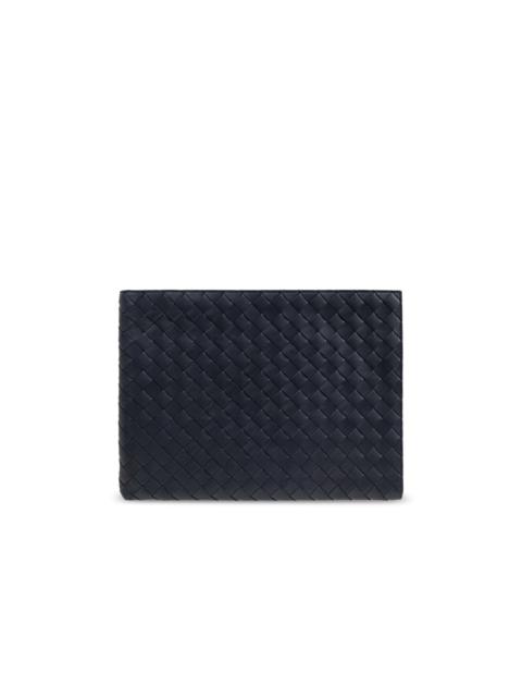 Bottega Veneta BOTTEGA VENETA Dark Blue Intrecciato Half-Zipped Pouch New &