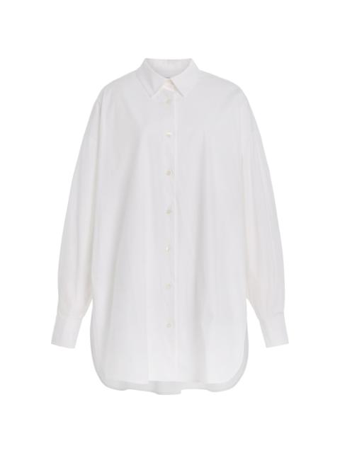 CAROLINA HERRERA Twist-Front Stretch-Cotton Shirt white