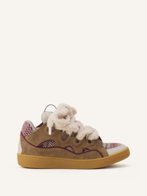 Lanvin CURB SUEDE SNEAKERS WITH MESH LACES
