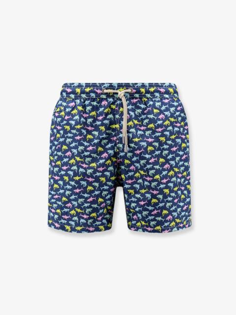Other Designers Mc2 Saint Barth Nylon Swim Shorts With Shark Trouble Print
