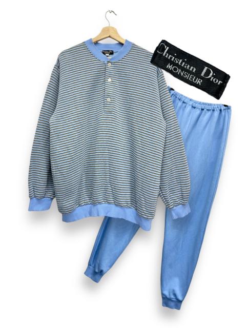 Other Designers Christian Dior Monsieur - 🔥 Vintage CD Stripes Poly-Cotton Sweater Pajama Set