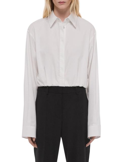 Helmut Lang Helmut Lang Crop Gathered Long Sleeve Cotton Shirt in White at Nordstrom