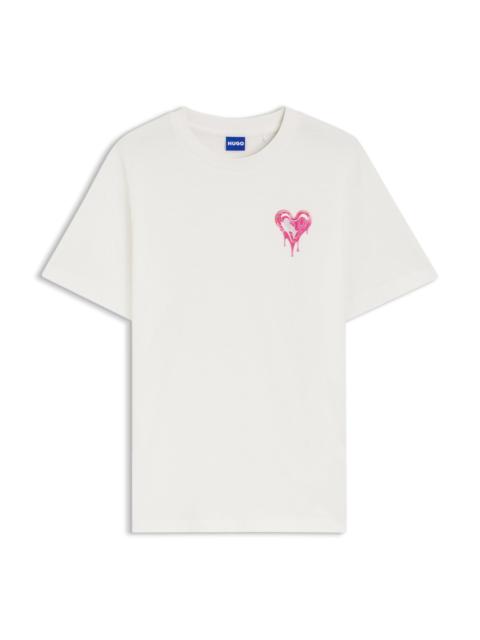 HUGO HEART-ARTWORK T-SHIRT IN COTTON JERSEY