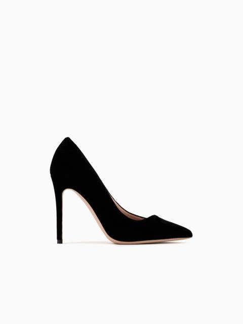 GIORGIO ARMANI Velvet court shoes with an asymmetric top line