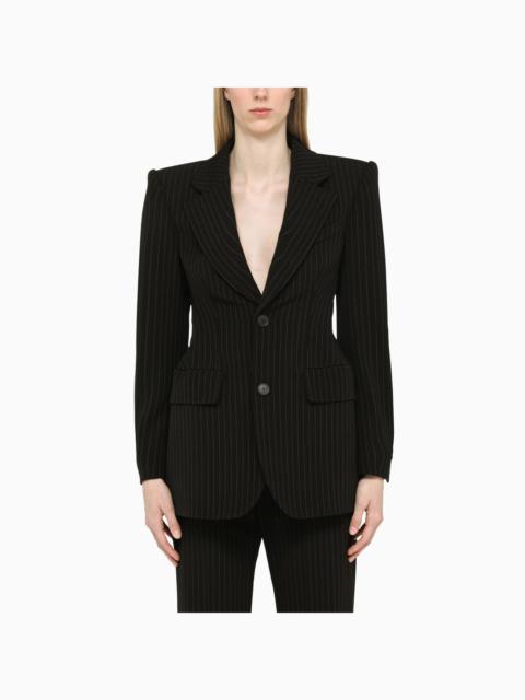 Balenciaga Black Pinstripe Structured Jacket