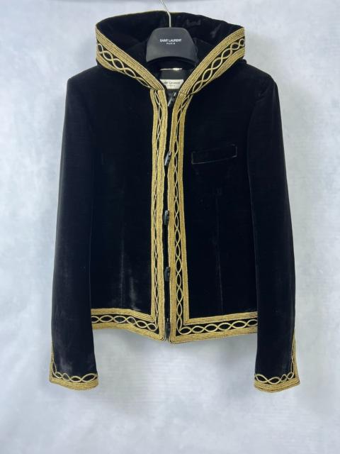 SAINT LAURENT Saint Laurent 18FW Black Velvet Gold Embroidered Court Hooded Jacket