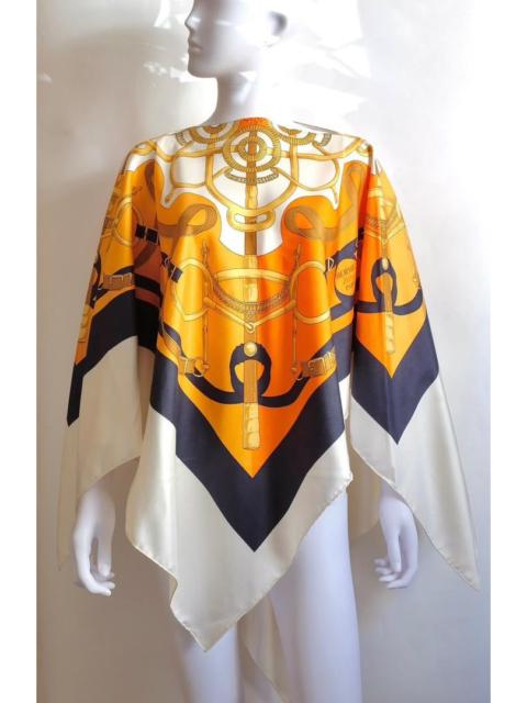 Hermès Authentic Hermès Eperon d'Or Poncho Silk Scarf