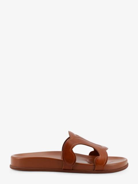CELINE Celine Triomphe Leather Sandals Brown