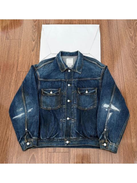 visvim VISVIM SS 101XX JKT DRY DMGD-1006 — 13oz Salt-Shrink Denim, Yellow Clay Distressing, Razor-Cut Distr