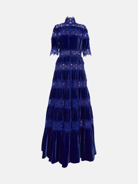 Lissie lace, silk, and velvet gown