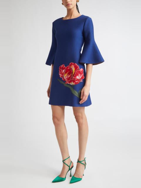 CAROLINA HERRERA Carolina Herrera Floral Jacquard A-Line Dress in Dark Navy Multi at Nordstrom