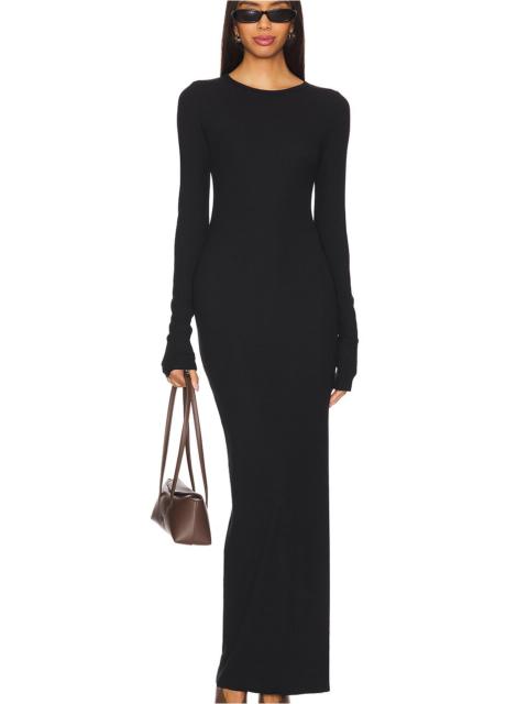 ÉTERNE Long Sleeve Crewneck Maxi Dress