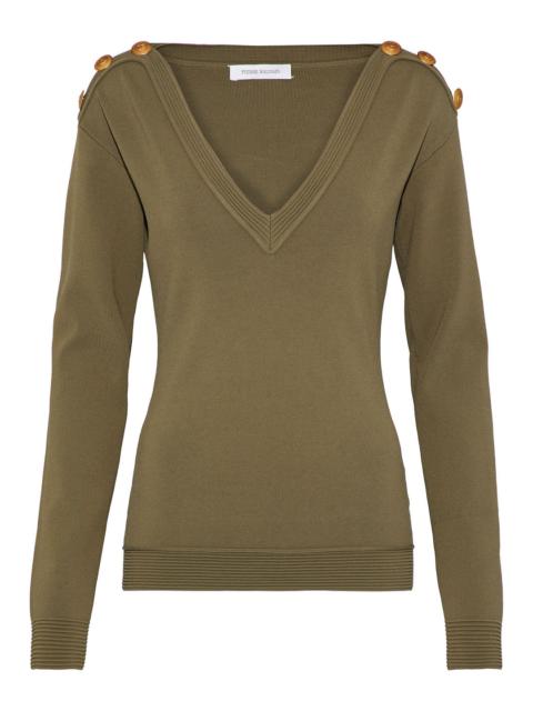 Balmain Button-embellished stretch-knit sweater