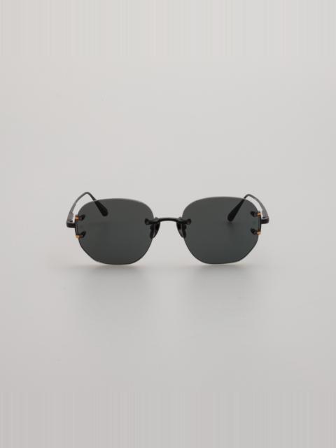 LINDA FARROW SANDOR ANGULAR SUNGLASSES IN MATT NICKEL