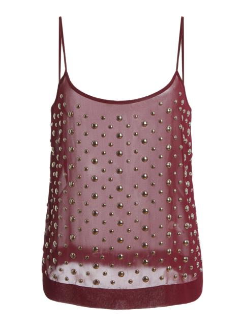 Calipso Embellished Voile Slip Top burgundy