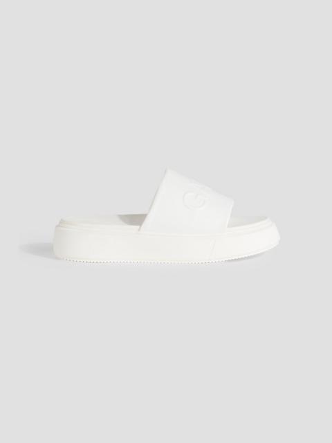 GANNI Logo-embossed faux leather platform slides