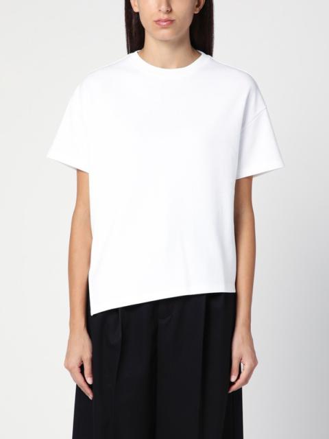 White asymmetrical cotton-blend T-shirt