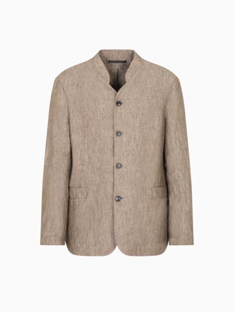 GIORGIO ARMANI SINGLE-BREASTED JACKET IN FADED LINEN CHAMBRAY