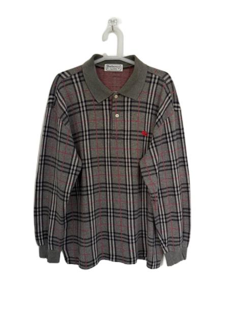 Burberry Vintage Burberrys Long Sleeve Polo Shirt Nova Check Grey