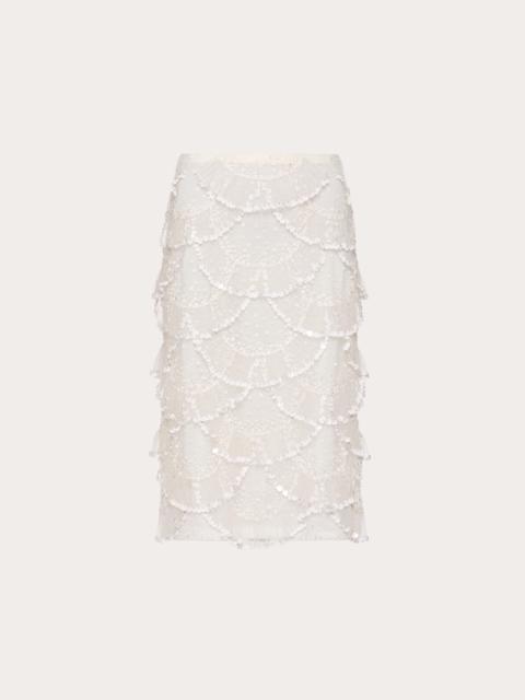 Valentino TULLE ILLUSIONE EMBROIDERED SKIRT