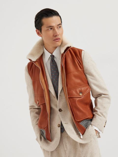 Brunello Cucinelli Nappa leather vest with Themore® padding and detachable shearling insert