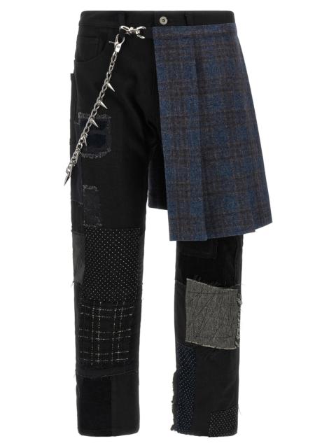 Junya Watanabe MAN Junya Watanabe Men Patchwork Jeans With Kilt