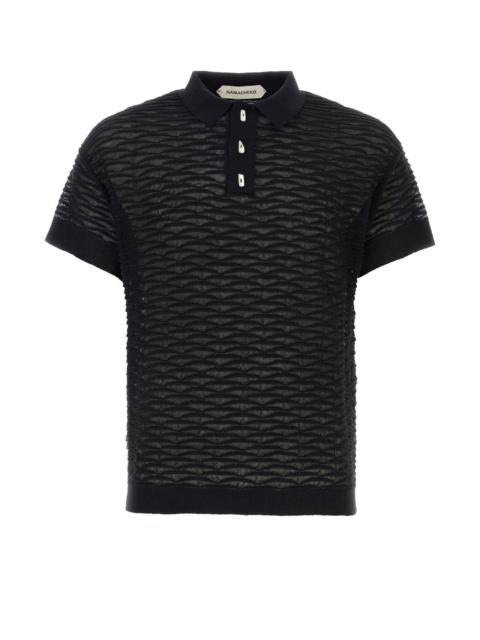 NAMACHEKO Black cotton blend Taske Scale polo shirt