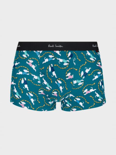Paul Smith Teal 'Sausage Dogs' Print Boxer Briefs