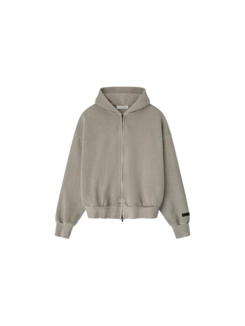 ESSENTIALS EMBROIDERED CLASSIC FULL ZIP HOODIE (SMOKE GREY)