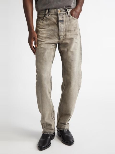 Fear of God Fear of God Five-Pocket Raw Hem Straight Leg Jeans in Washed Grey at Nordstrom