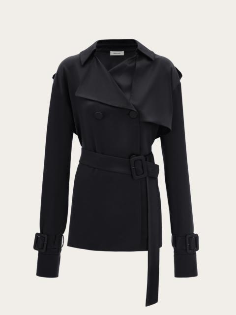 FERRAGAMO Short satin trench