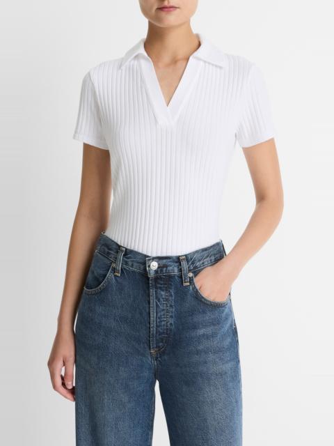 Vince Vince Johnny Collar Ribbed Top in Optic White at Nordstrom