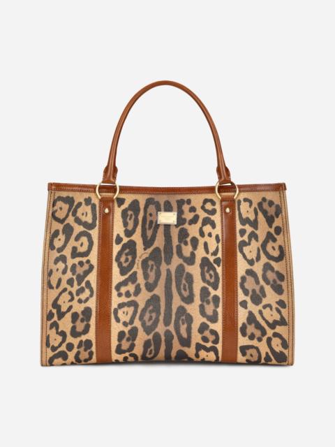 Dolce & Gabbana Leopard-print Crespo shopper with branded plate