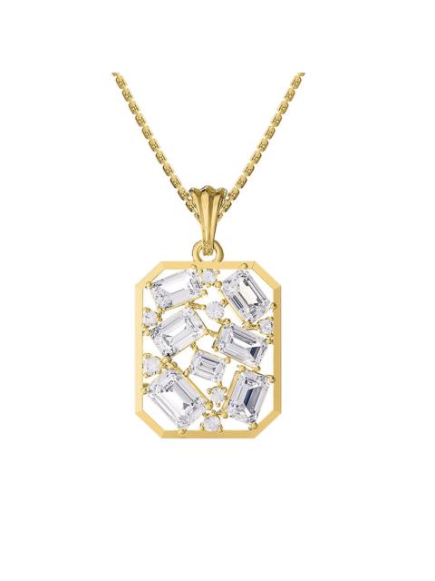 Other Designers Diamond2Deal 18k Vermeil Plated Silver 5 Ct Emerald Cut Lab Grown Diamond Pendant Necklace 18" VVS-V