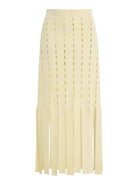 ZANKOV Perry Perforated Knit Maxi Skirt yellow