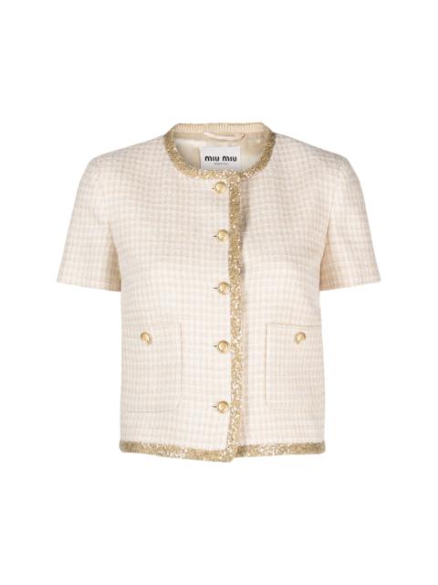 check-pattern tweed jacket