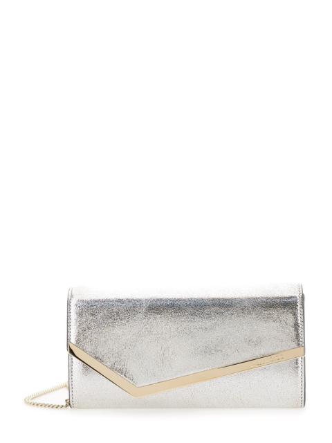 JIMMY CHOO Jimmy Choo Women 'Emmie' Champagne Clutch With Chain In Laminated Leather Woman