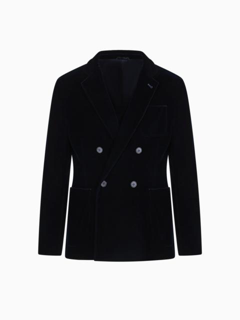 GIORGIO ARMANI Double-breasted Upton jacket in stretch plain velvet
