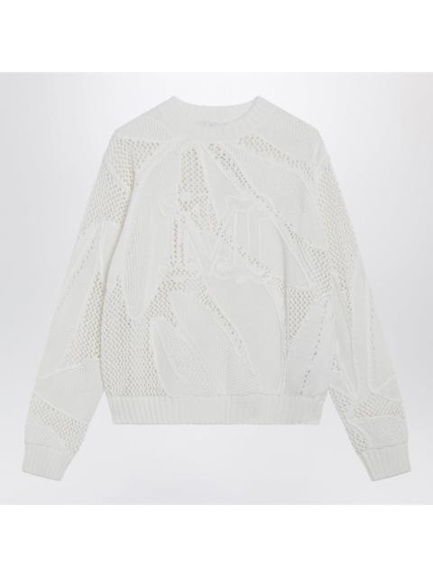 Max Mara Max Mara Embroidered Cotton Crewneck Sweater In White Women