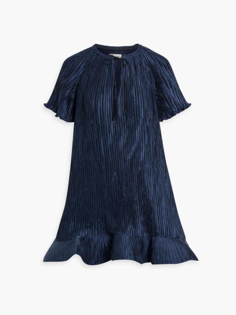 SIMKHAI Venus fluted plissé-satin mini dress